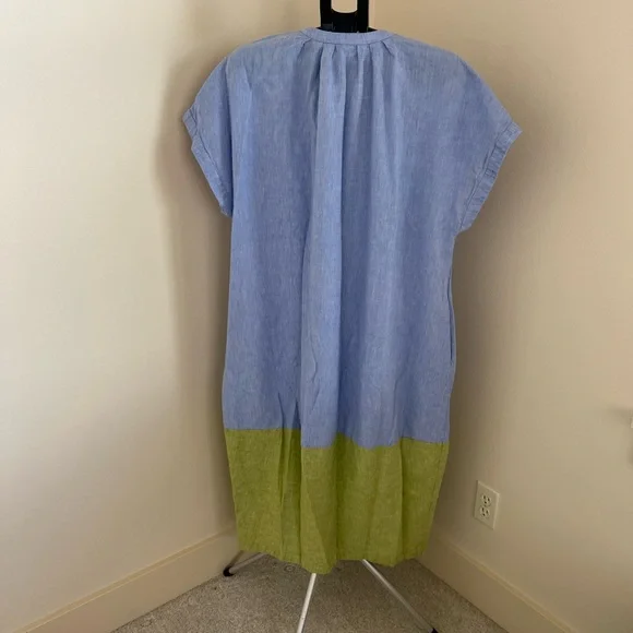 Anthologie Linen Colorblock Dress- Size LP - Picture 3 of 7